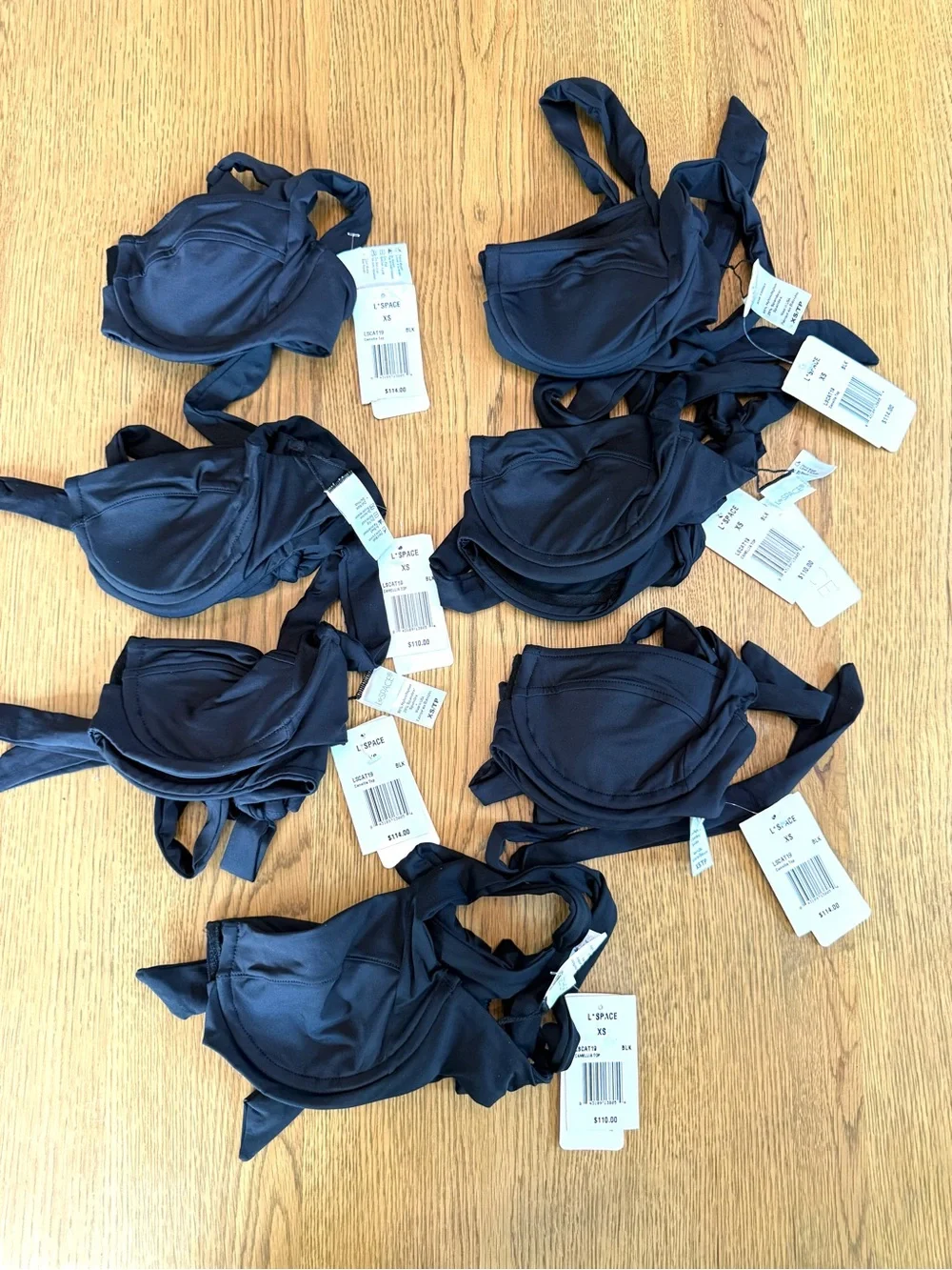 L*Space Camellia Black Underwire Bikini Top Supportive Adjustable  Strap NWT XS